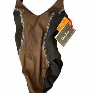 Gideon Oberson Brown and Black Women's One Piece Swimsuit